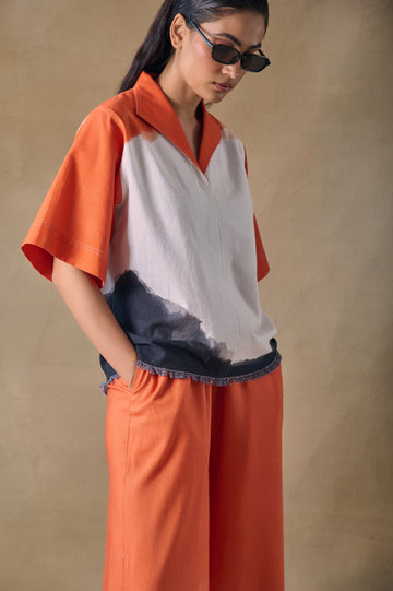 Orange Washed Kaftan Top
