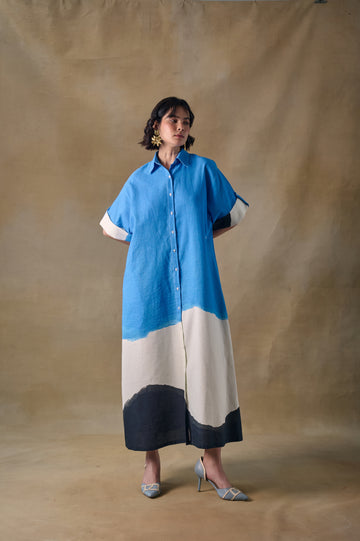 Blue Washed Asymmetrical Dress