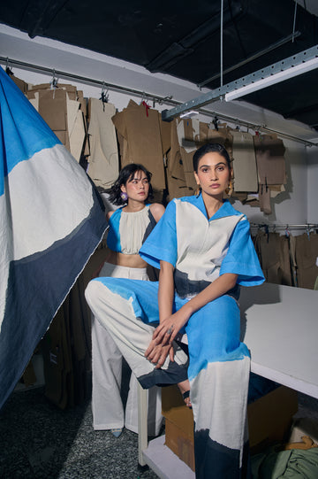 Blue Washed Kaftan Top