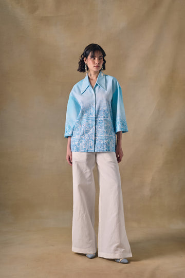 Blue Landscape Kimono Shirt