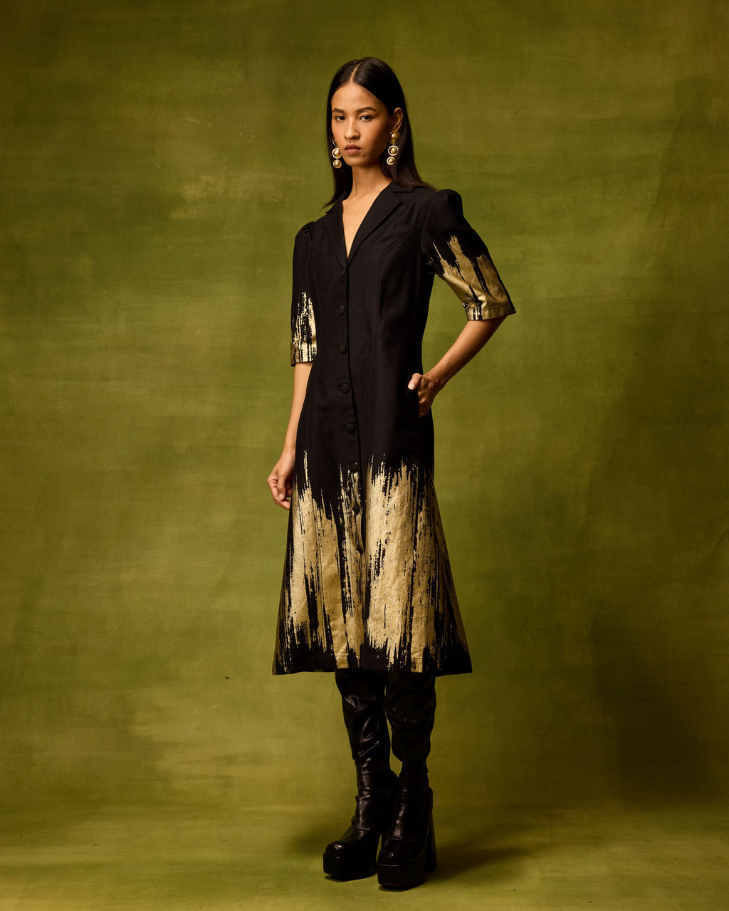 Twilight Gold Midi Dress