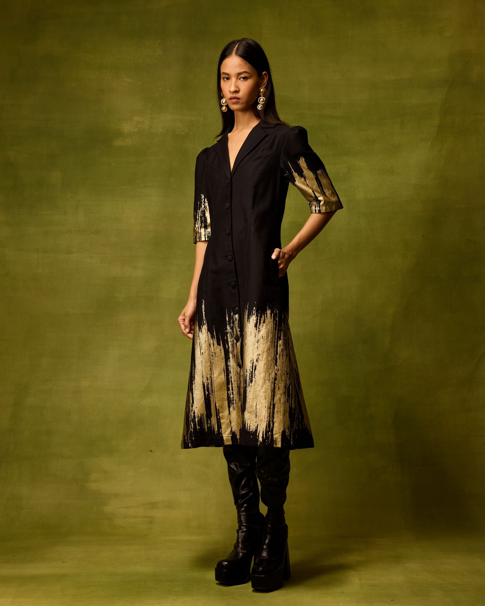 Twilight Gold Midi Dress