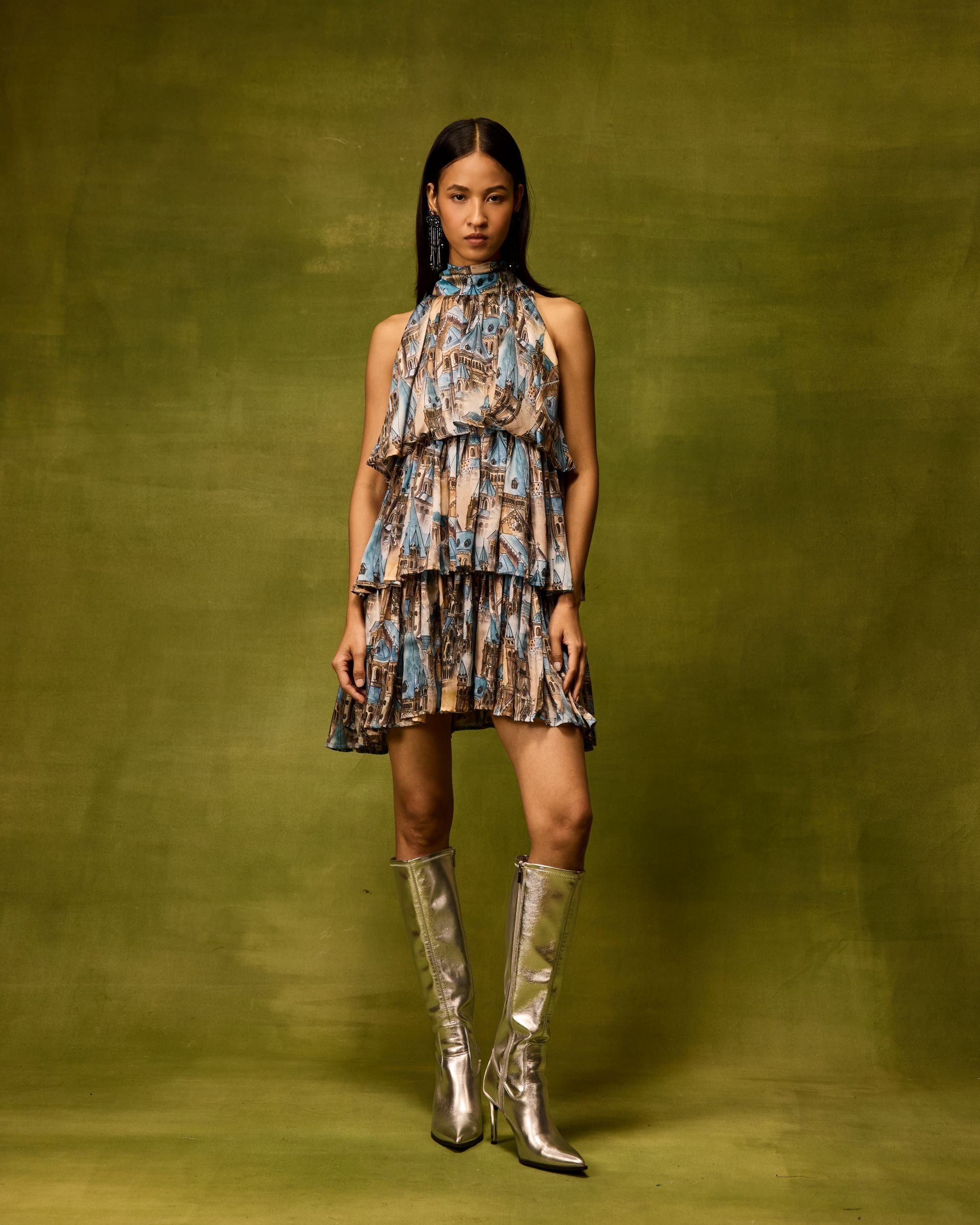 Vienna Cityscape Ruffle Dress