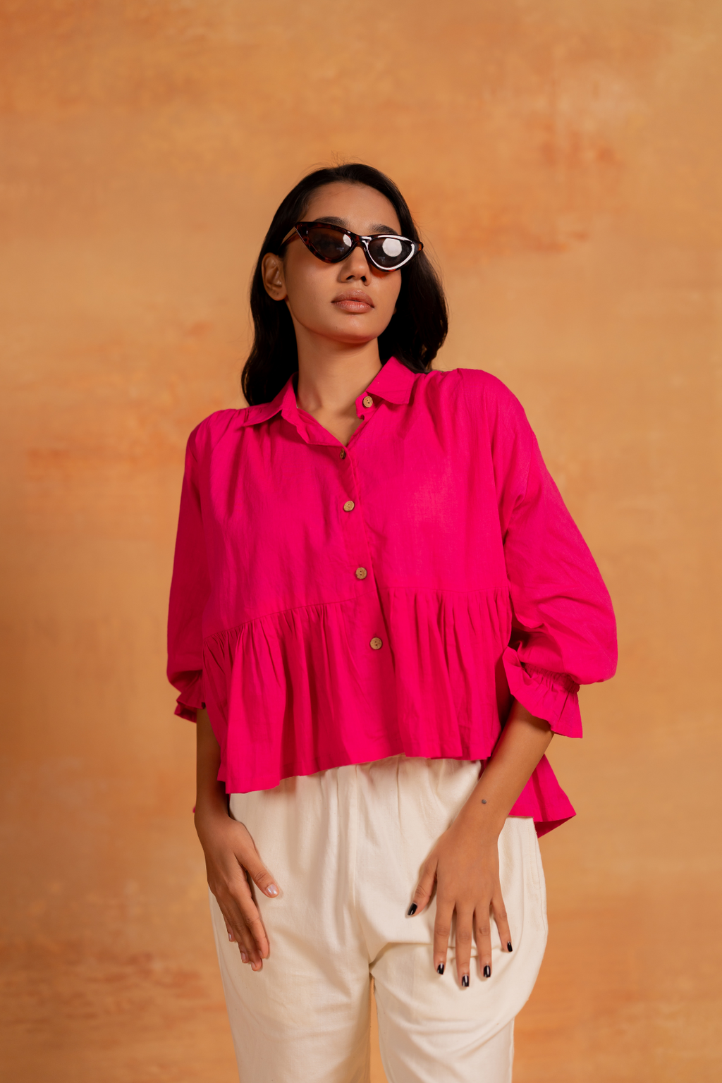 SENZA GATHERED SHIRT TOP