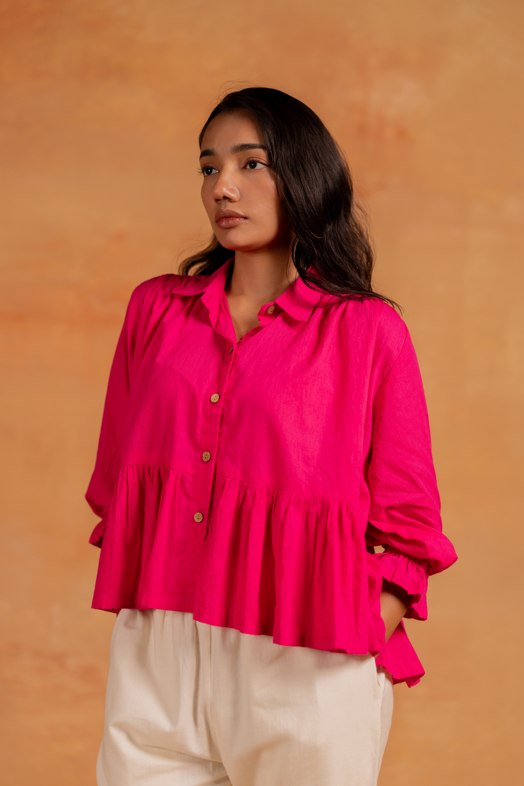 SENZA GATHERED SHIRT TOP