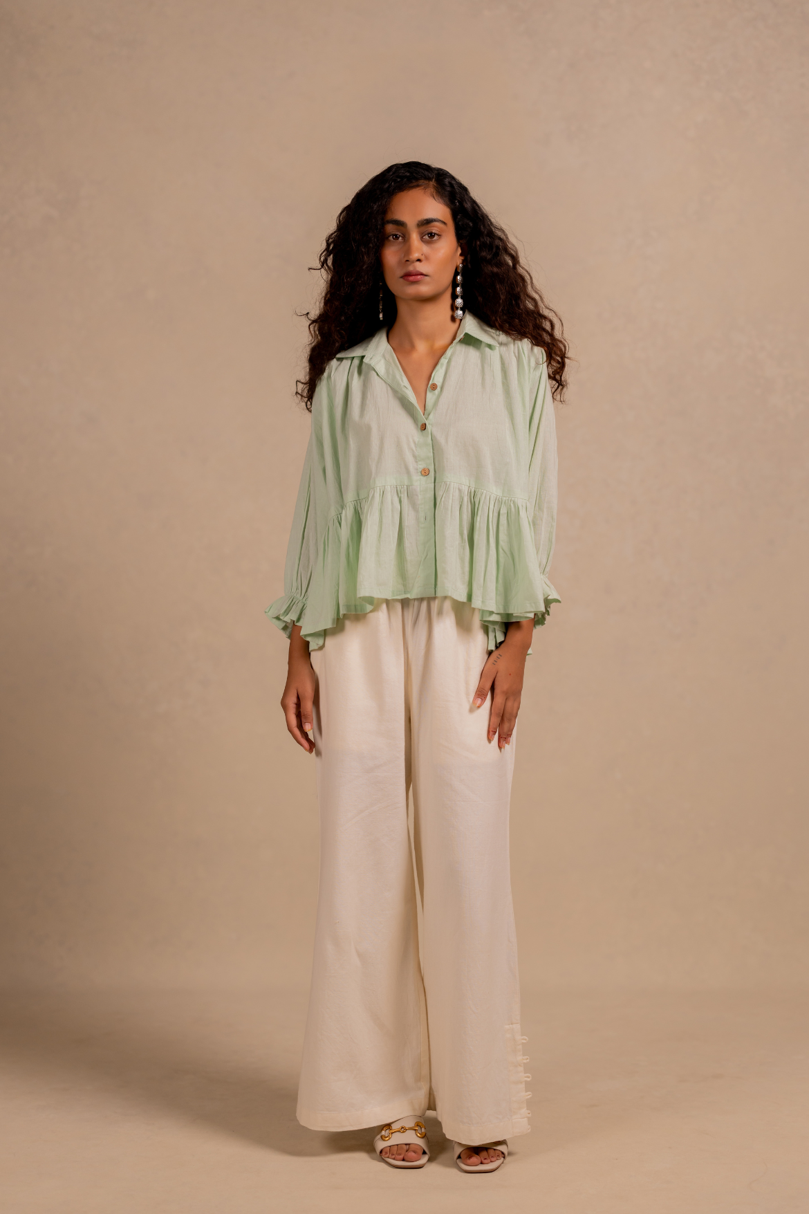 SENZA GATHERED SHIRT TOP