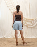 Halter Corset Top with Smocked Back