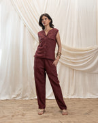 Linen Utility Vest and Pant Set