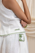 Linen Tie Up Corset and Flowy Skirt Set