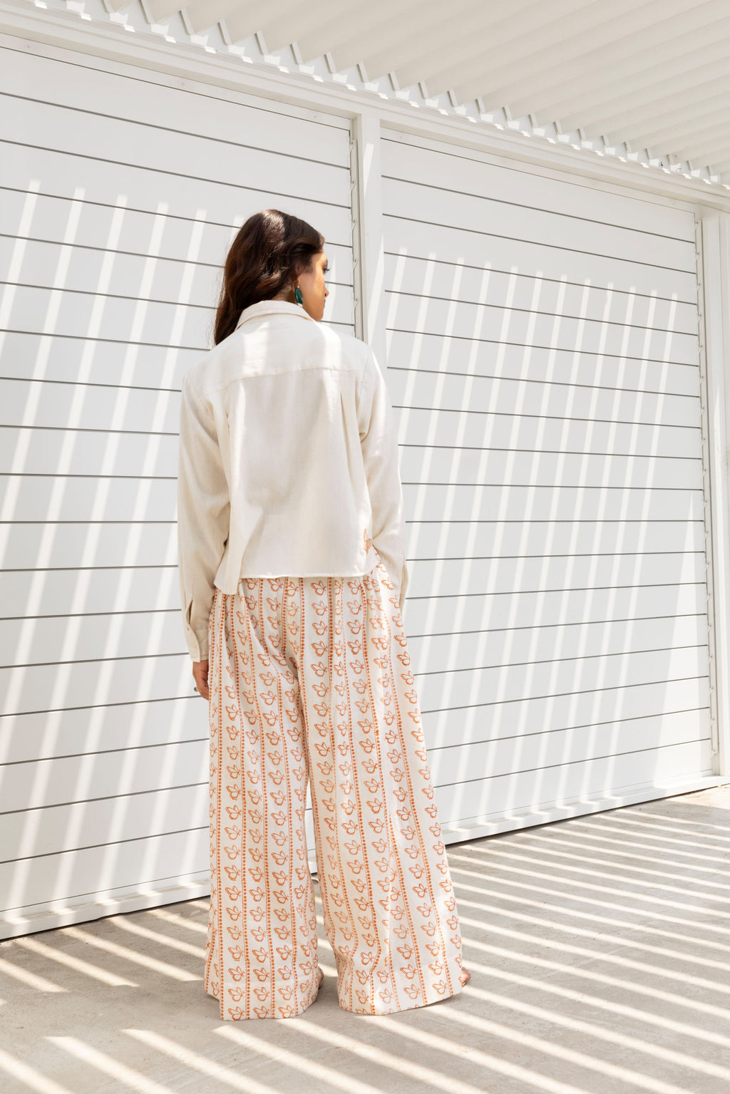 Butterfly Embroidered Cropped Shirt