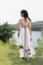 Embroidered Maxi Dress with Back Tie Up
