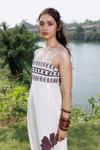 Embroidered Maxi Dress with Back Tie Up