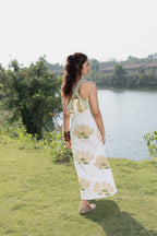 Criss-Cross Back Strappy Floral Print Midi Dress