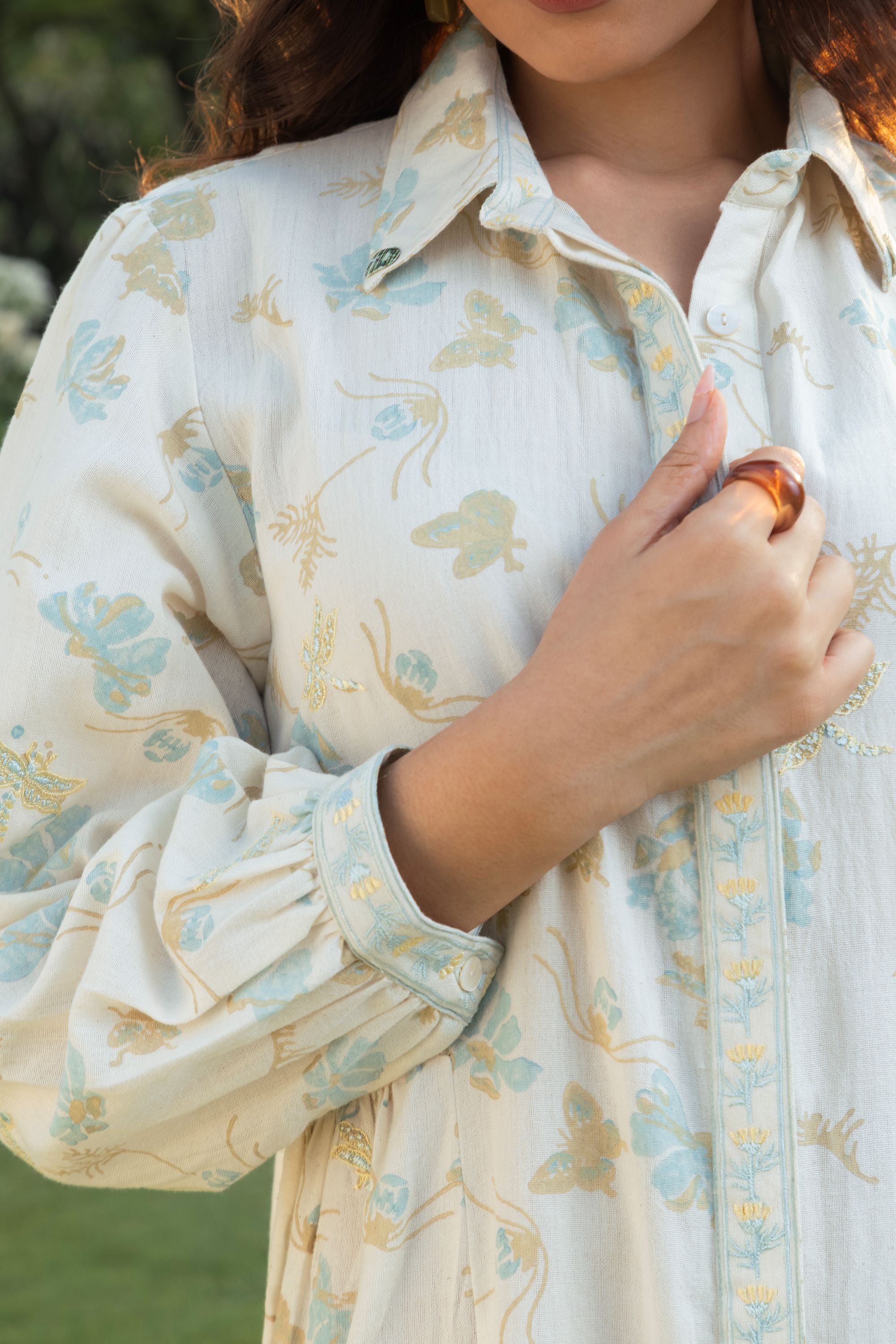 Floral Print Mini Shirt Dress