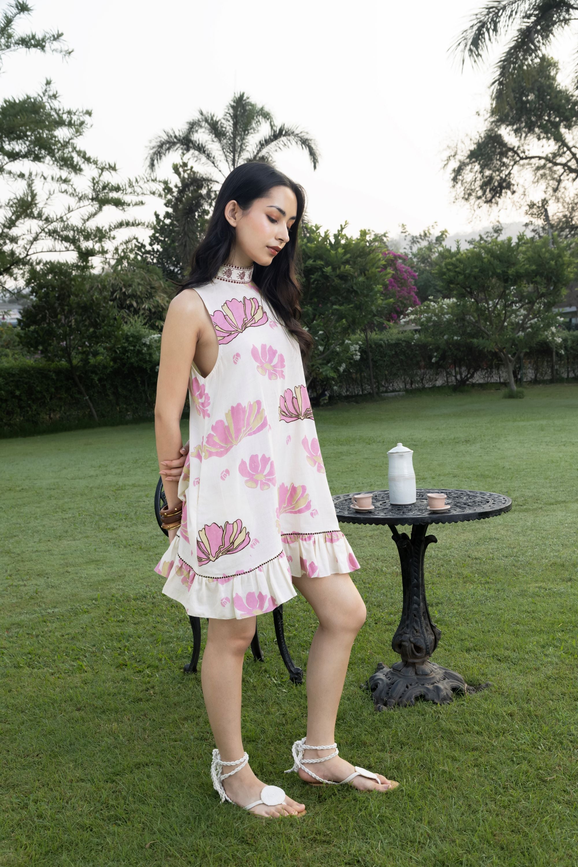 Short Dress with Back Tie-Up