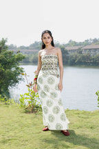 Embroidered Tube Maxi Dress with Ruched Back