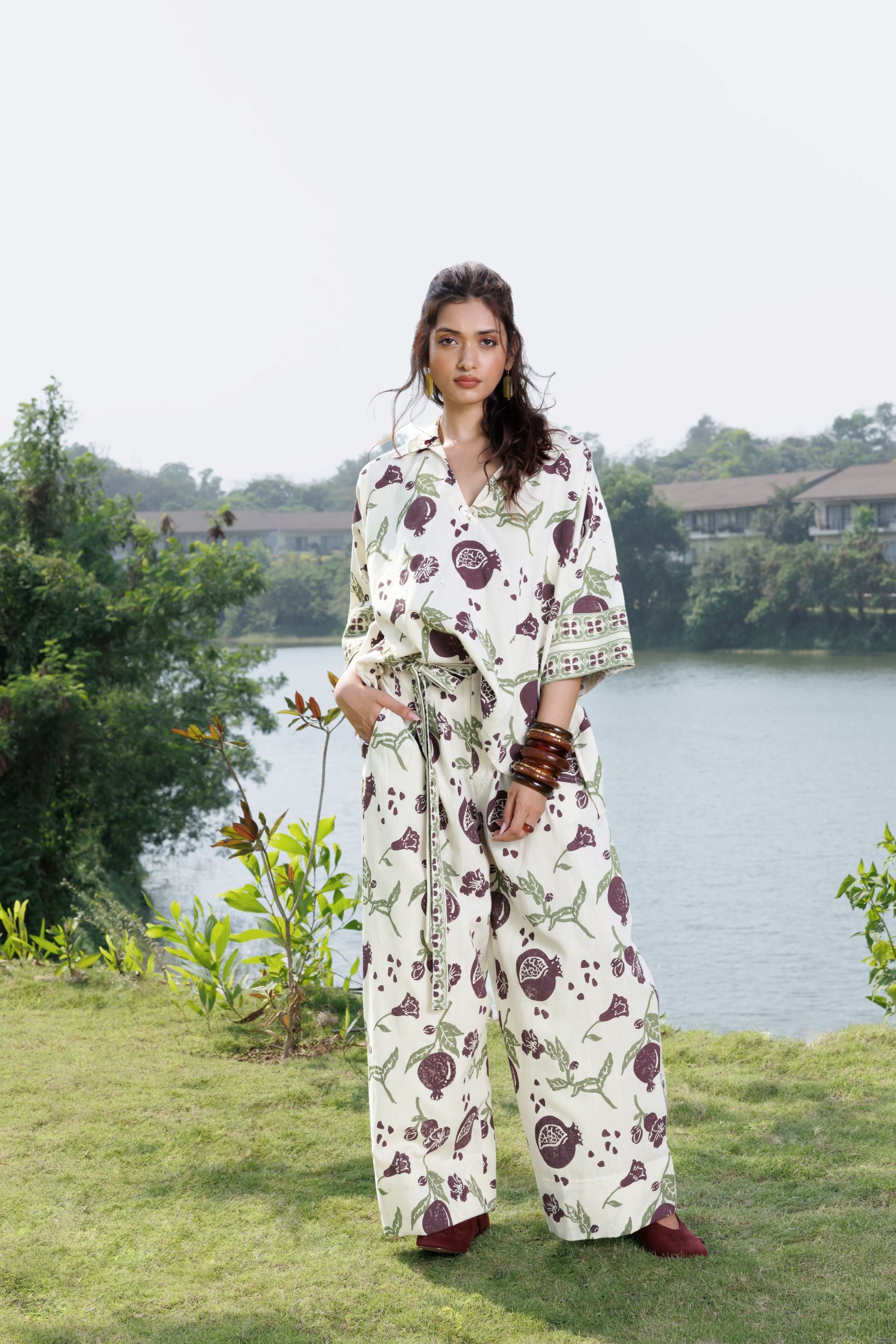 Boxy Oversized Top with Embroidered Collar & Sleeves
