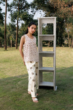 Oversized Tunic with Back Slit + Tapered Pants with Embroidered Motifs Set