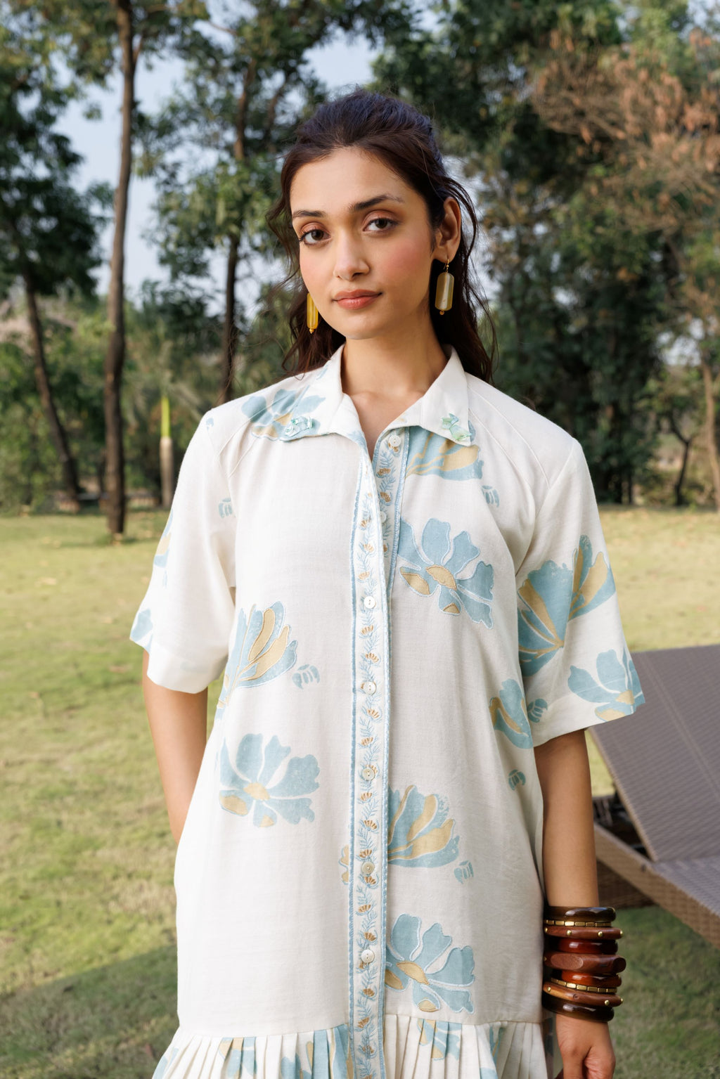 Button Down Pleated Shirt Dress
