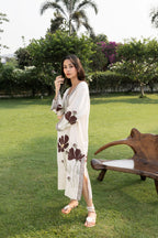 Floral Kaftan with Embroidered Detailing