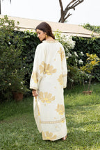 Oversized V-Neck Kaftan with Border Detail