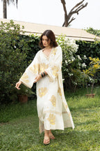 Oversized V-Neck Kaftan with Border Detail