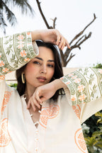 Kaftan with Front Tie-Up & Embroidered Sleeves