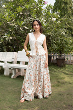 Floral A-Line Paneled Maxi Skirt