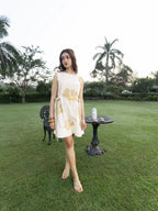 Short Dress with Side Tie-Up & Embroidery