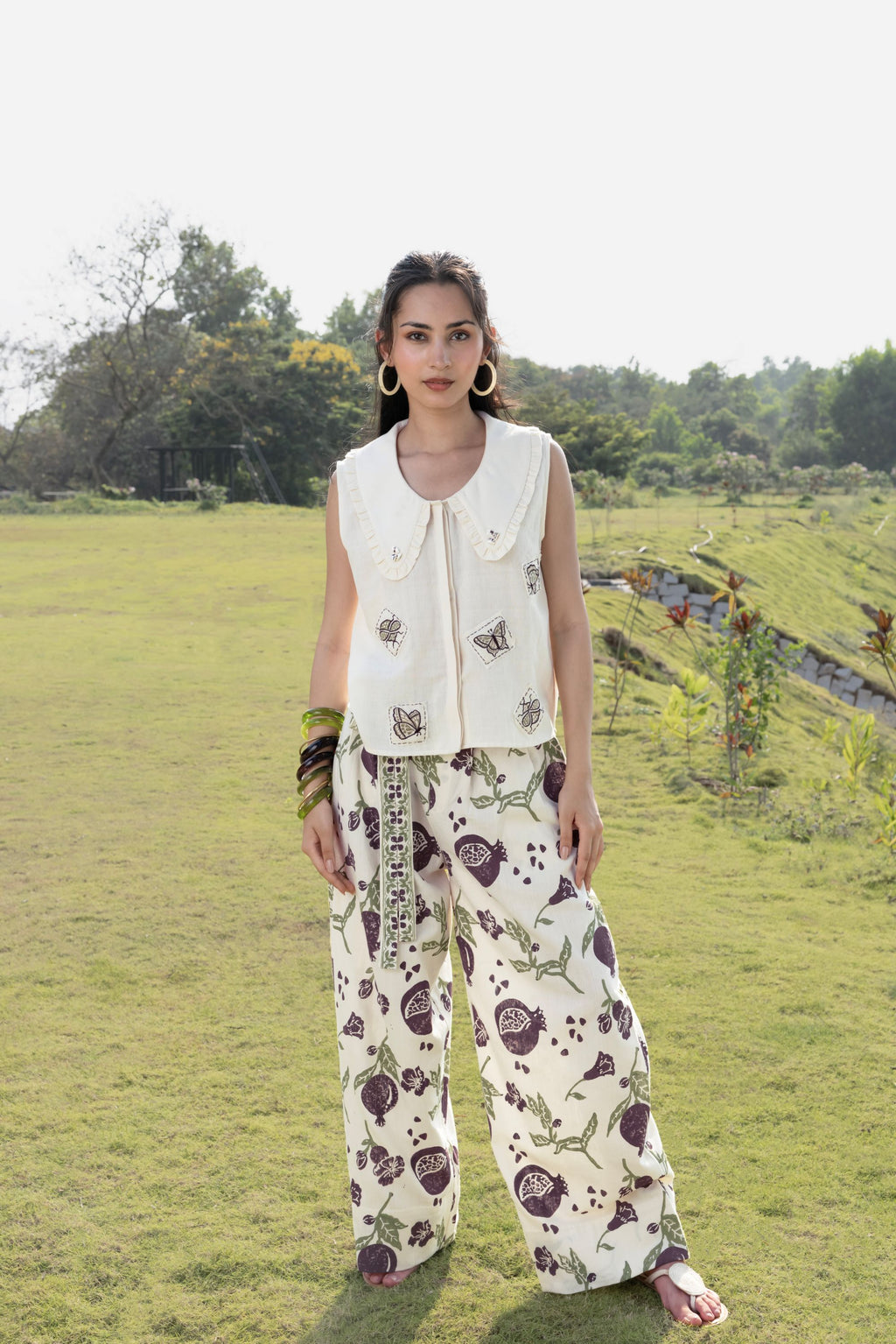 Patchwork Embroidered Top with Peter Pan Collar