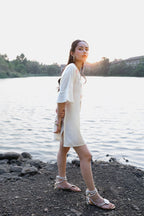 Floral Embroidered Short Kaftan Dress