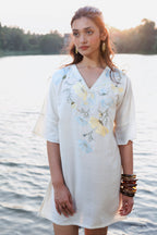 Floral Embroidered Short Kaftan Dress