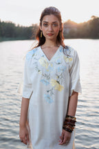Floral Embroidered Short Kaftan Dress