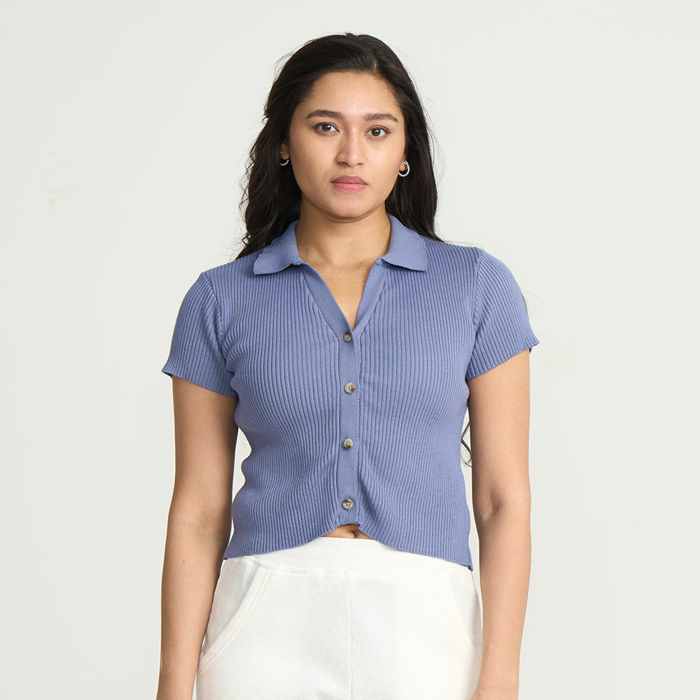 Lounge Collared Crop Top