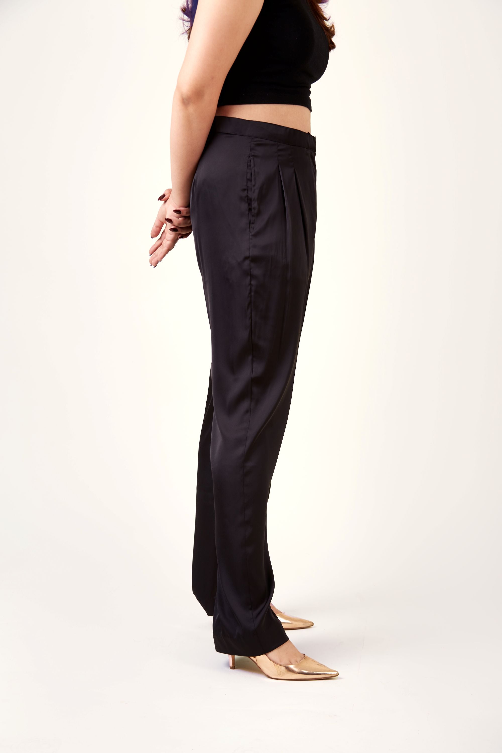 Dusk Black Satin Pants