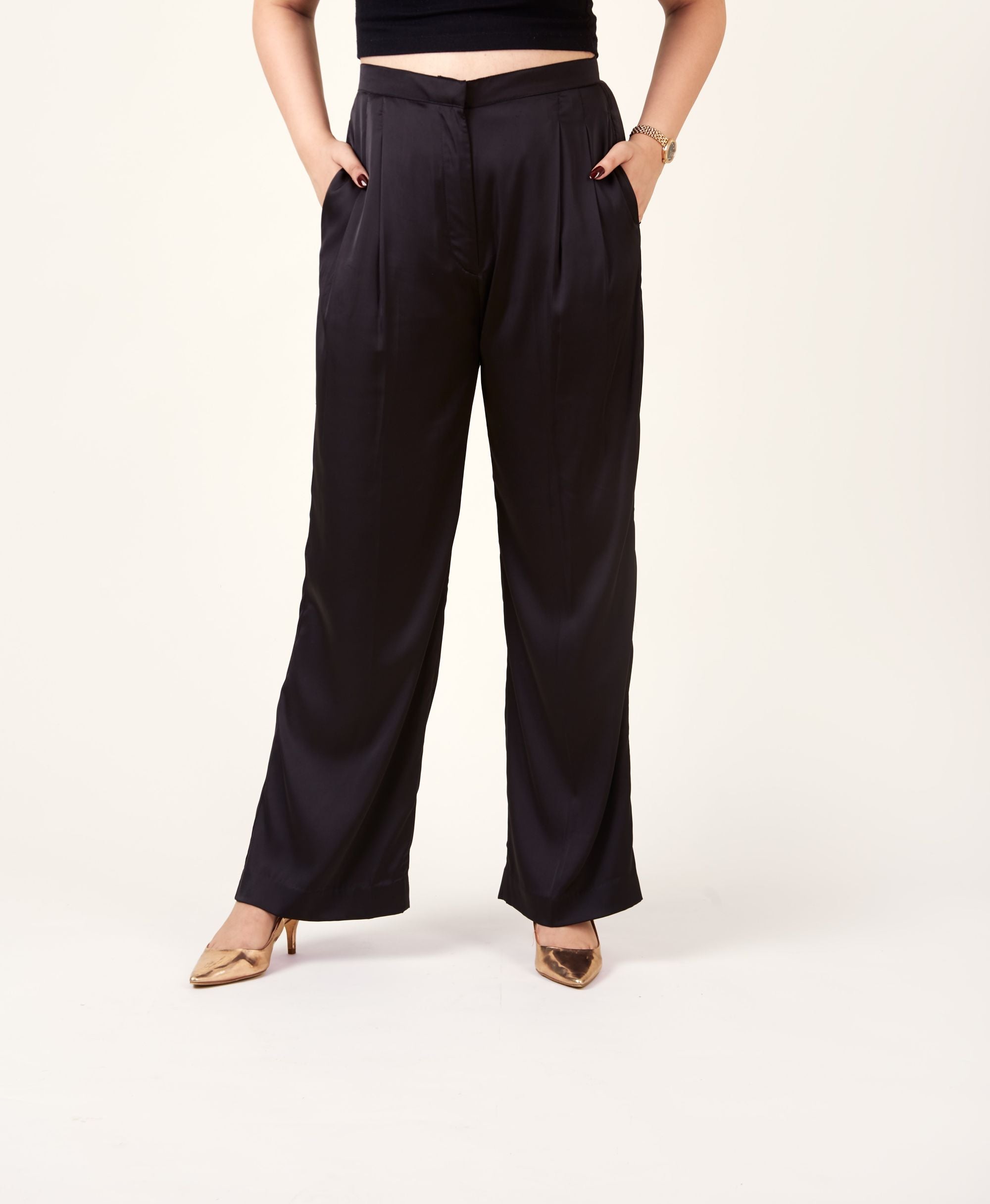 Dusk Black Satin Pants
