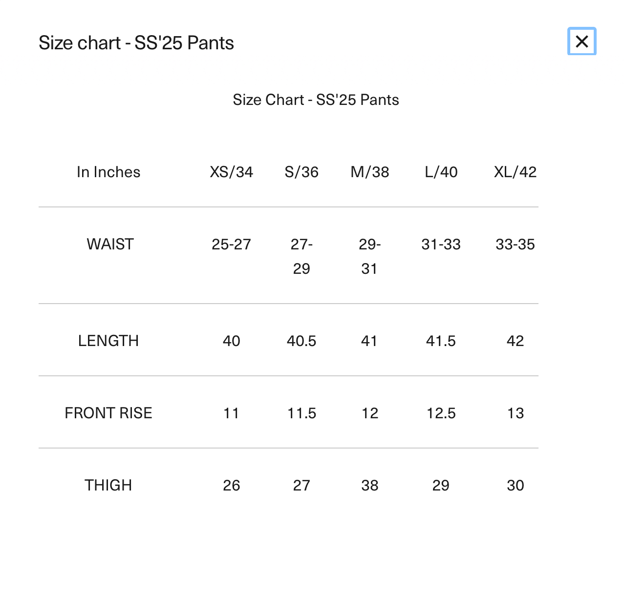 Size Chart