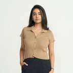 Lounge Collared Crop Top