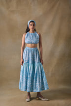 Blue Landscape Tiered Skirt
