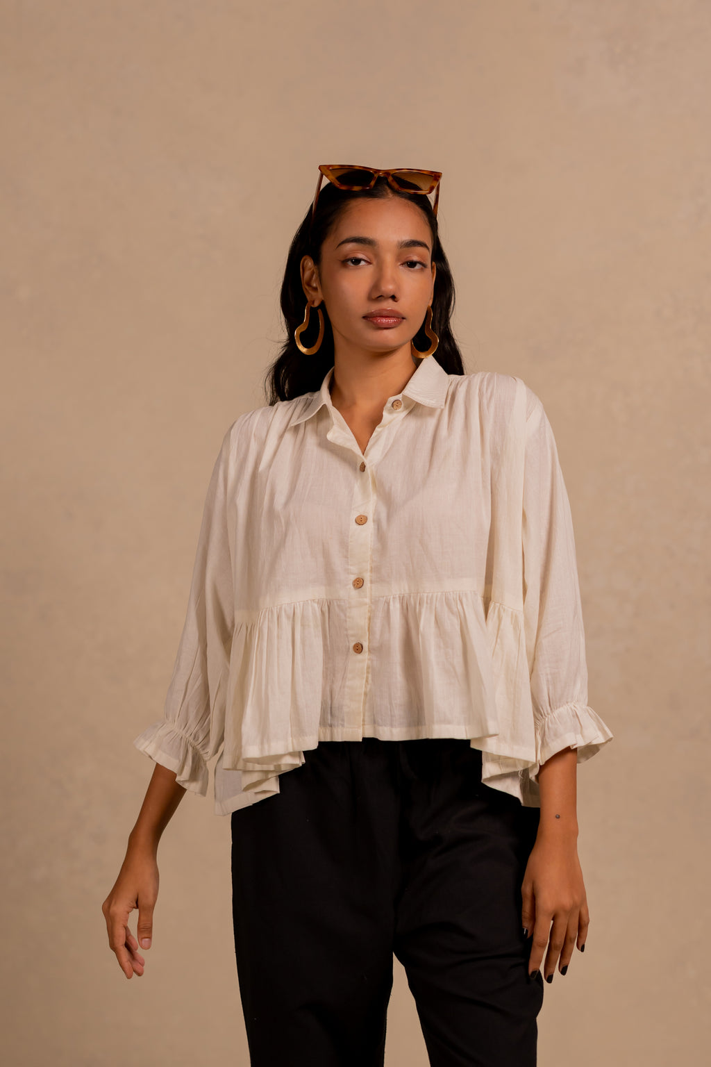 SENZA GATHERED SHIRT TOP