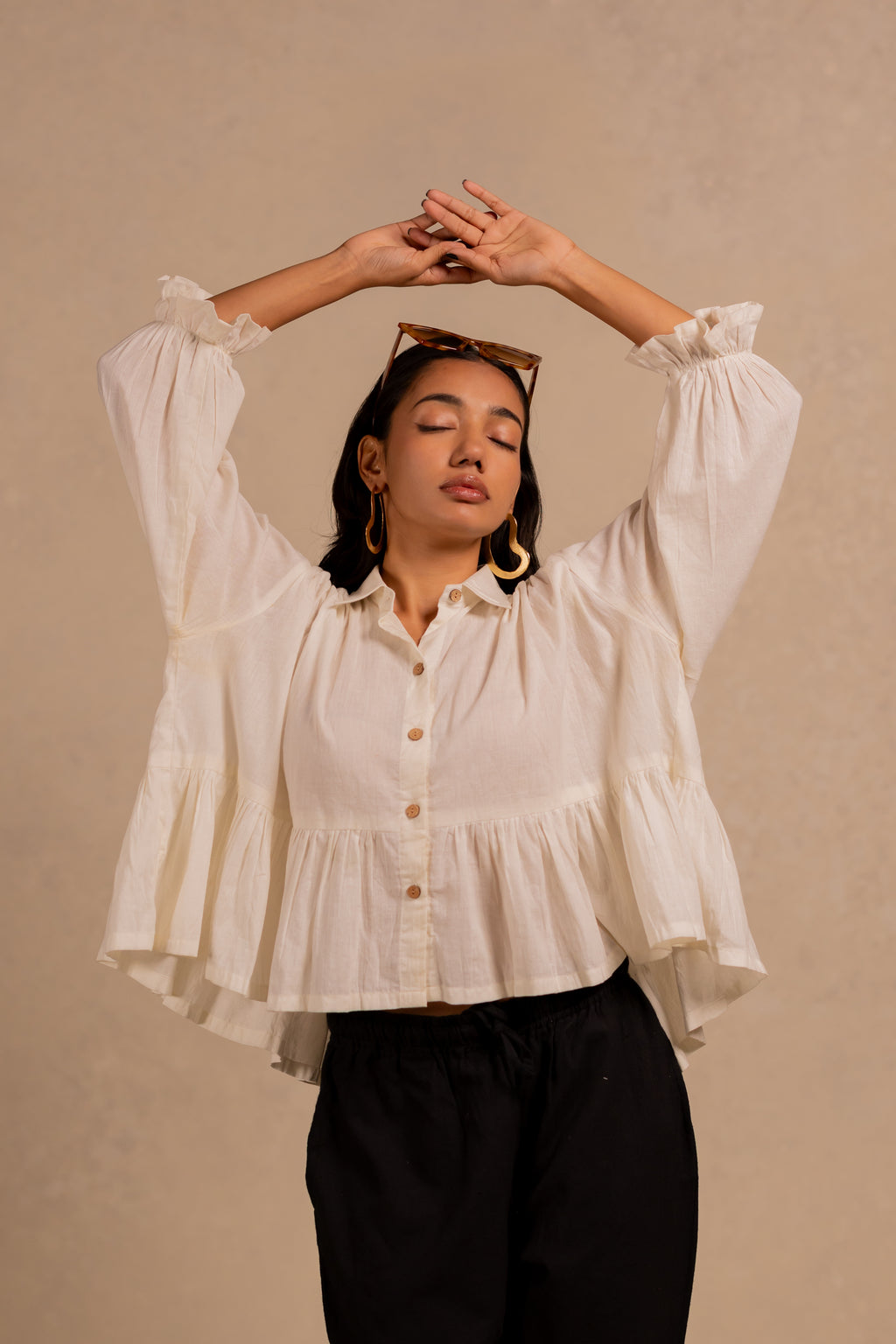 SENZA GATHERED SHIRT TOP