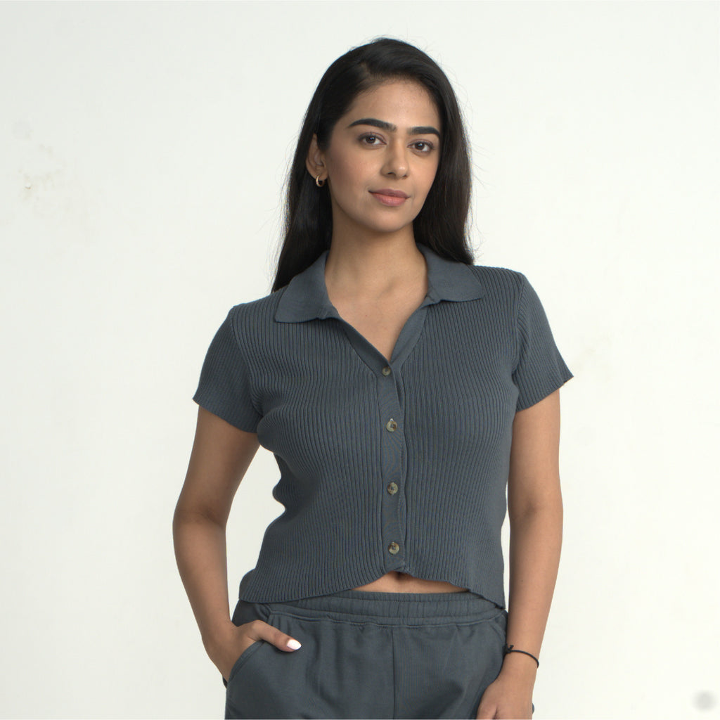 Lounge Collared Crop Top