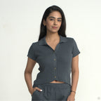 Lounge Collared Crop Top