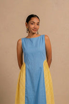 Adele Dress -  Sunny Yellow + Blue Gingham