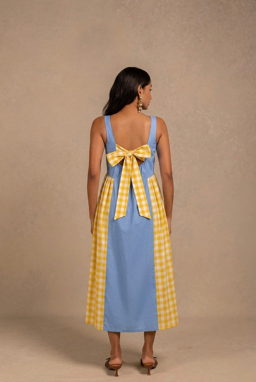 Adele Dress -  Sunny Yellow + Blue Gingham