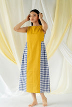 Jessica Dress - Sunny Yellow + Blue Gingham Checks