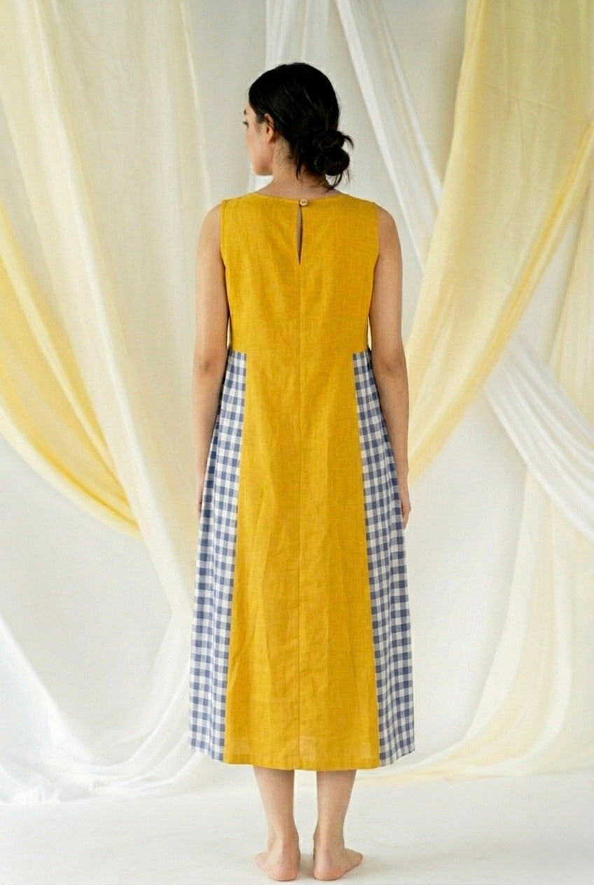 Jessica Dress - Sunny Yellow + Blue Gingham Checks