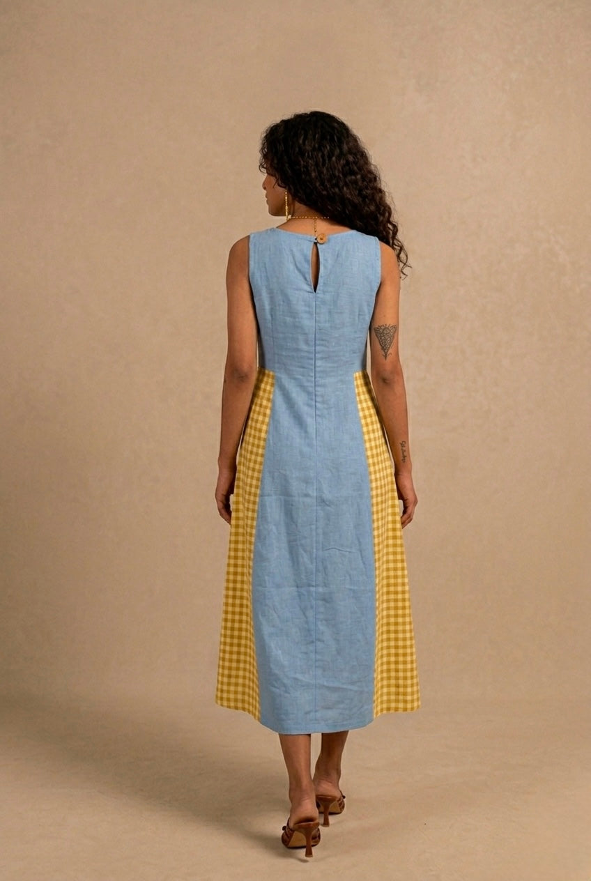 Jessica Dress - Sunny Yellow + Blue Gingham Checks