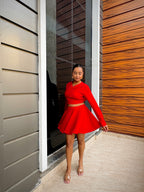 RED TWIRLING COORD SET