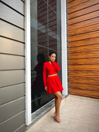 RED TWIRLING COORD SET